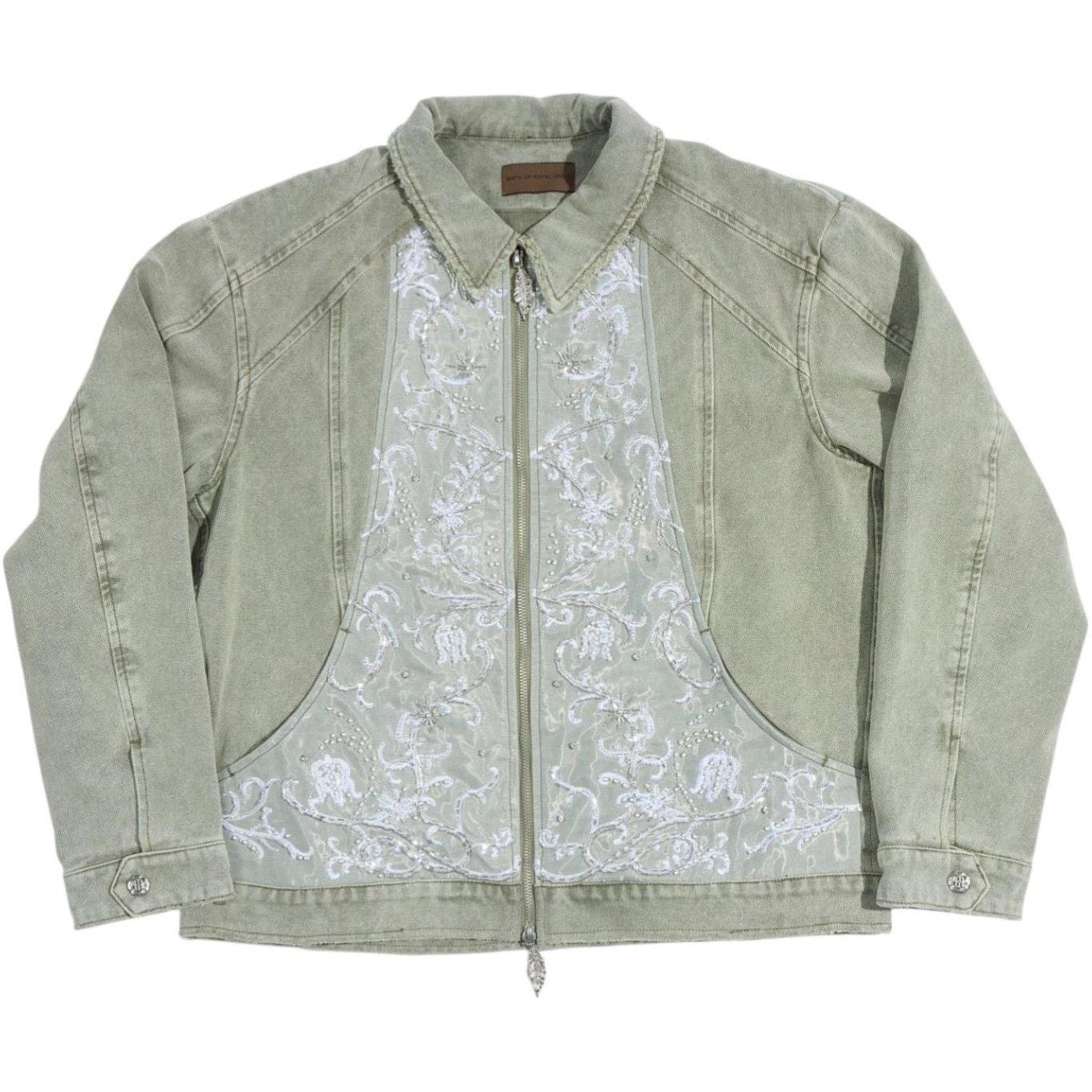 Birth Of Royal Child Beaded Embroidery Workwear Jacket Green