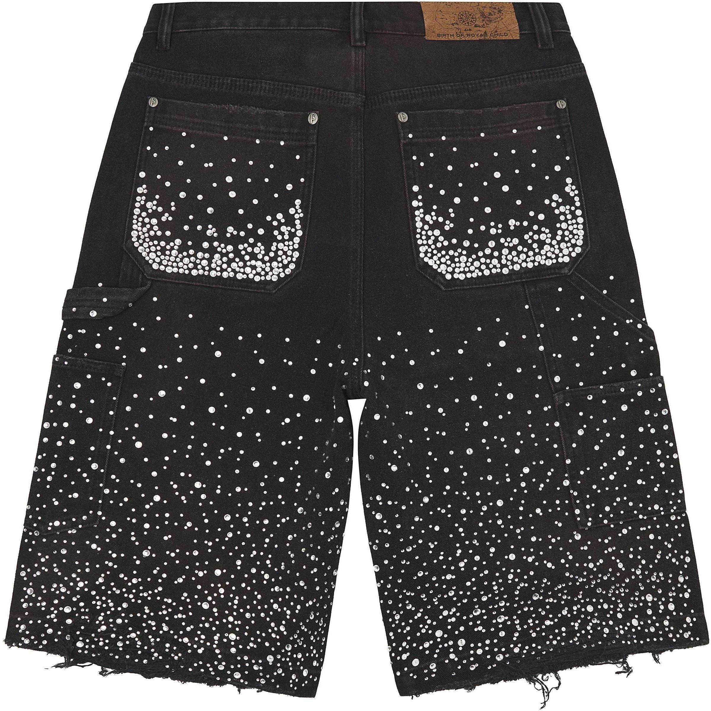 Birth Of Royal Child Diamond Jean Shorts Black