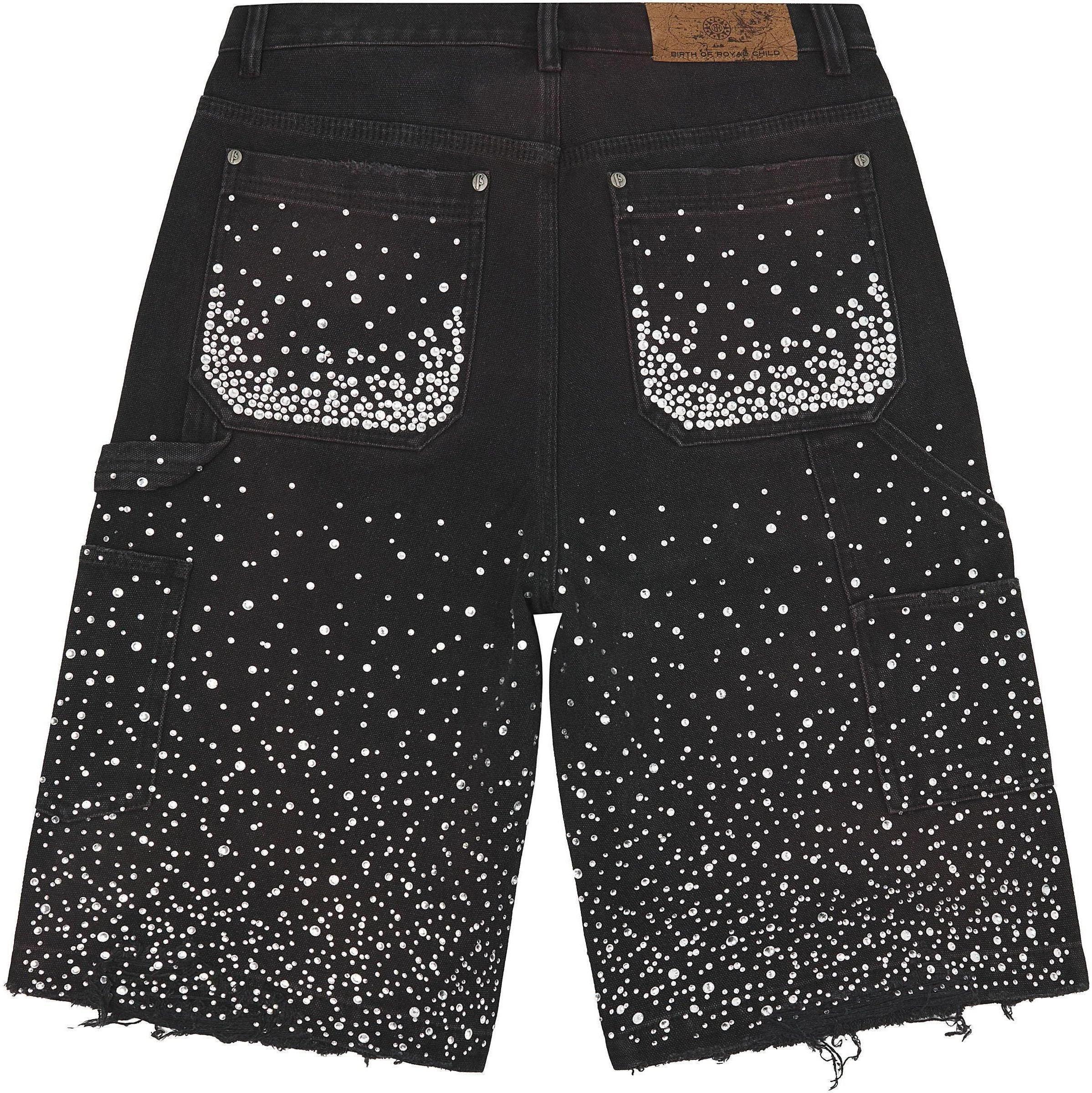 Birth Of Royal Child Diamond Jean Shorts Black
