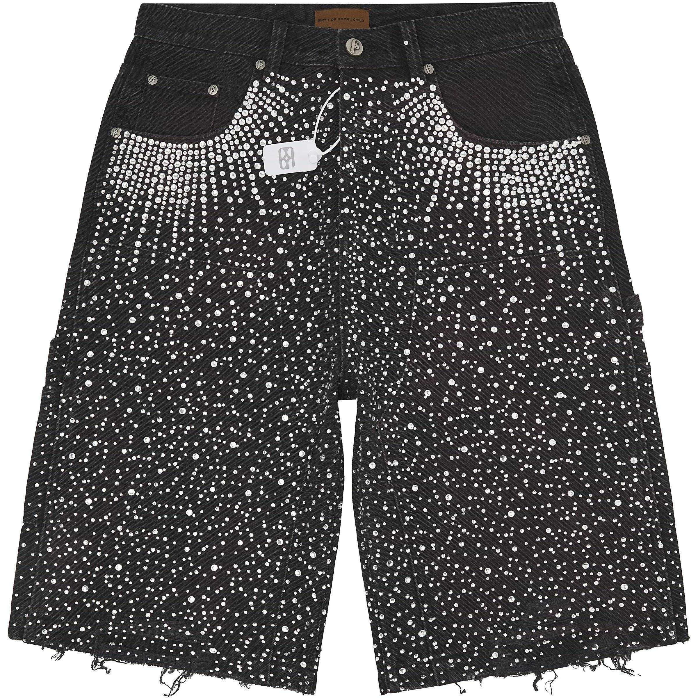 Birth Of Royal Child Diamond Jean Shorts Black