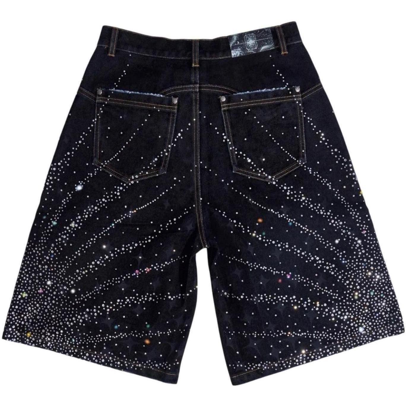 Birth of Royal Child 20K Diamond Starlight Denim Shorts Black