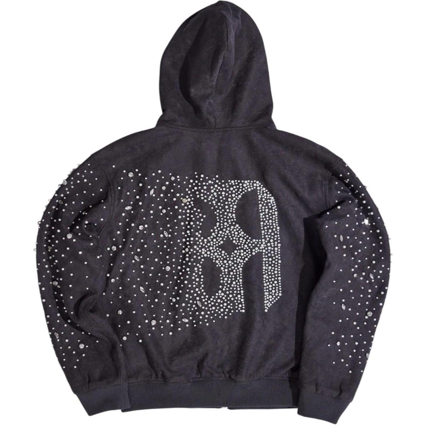 Birth of Royal Child Cashew Blossom Pearl Zipper Hoodie Dark Grey