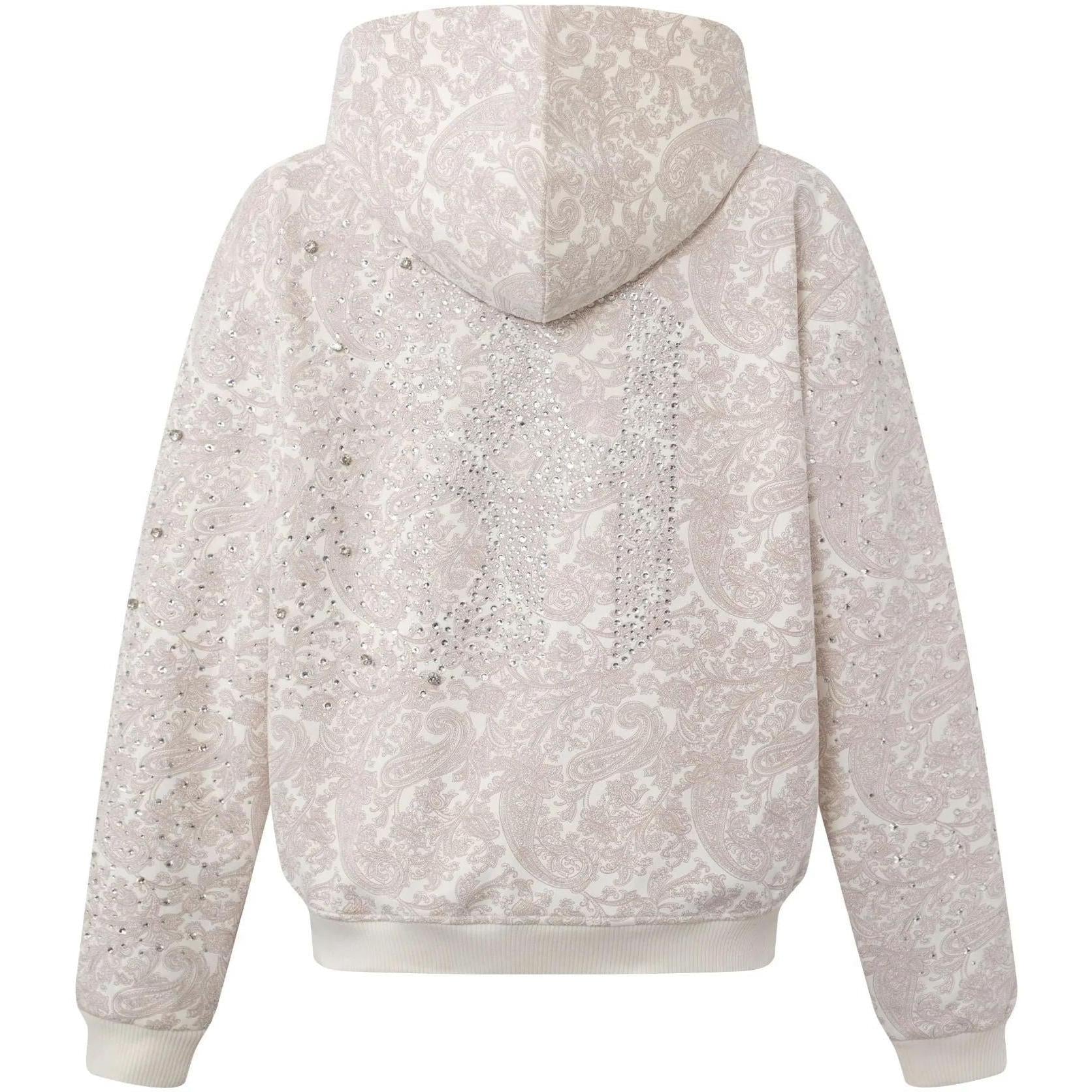 Birth of Royal Child Cashew Blossom Pearl Zipper Hoodie White