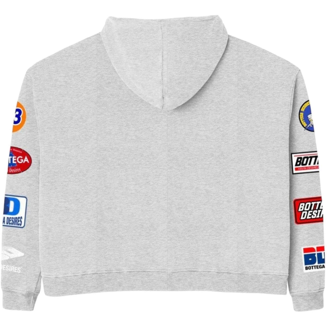Bottega Desires Patches Zip Up Hoodie Grey