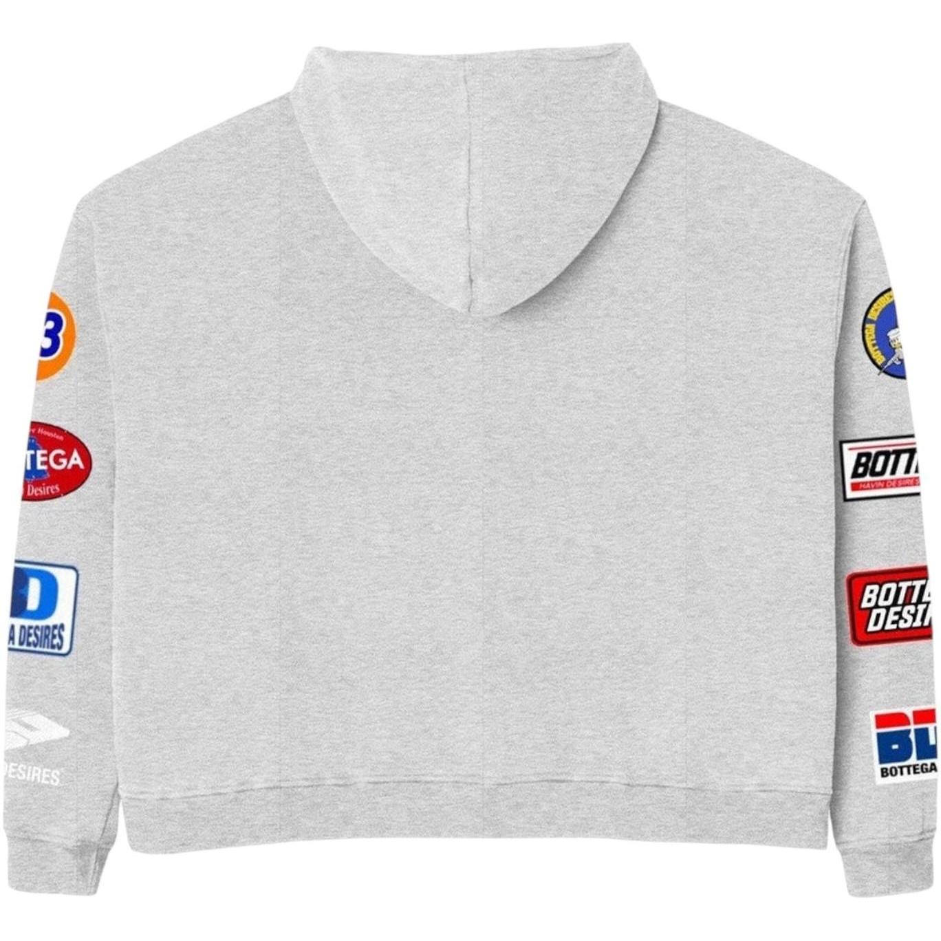 Bottega Desires Patches Zip Up Hoodie Grey
