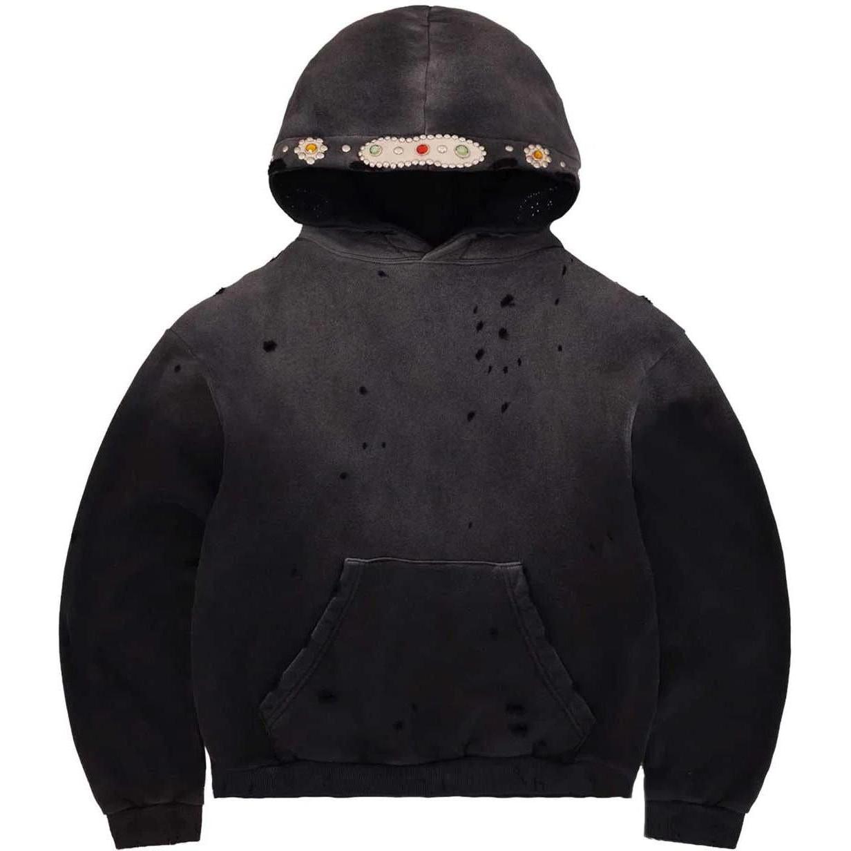 Bravest Studios Crystal Distressed Hoodie Grey