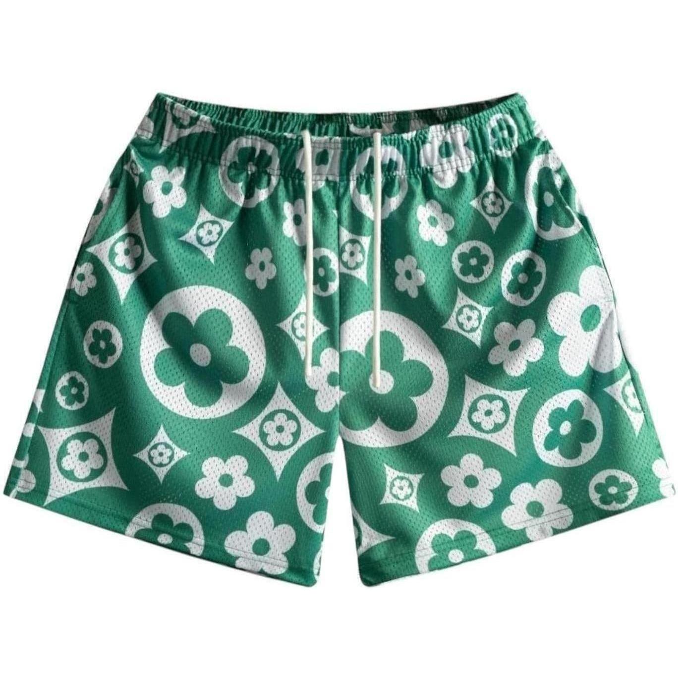 Bravest Studios Flower Shorts Green White