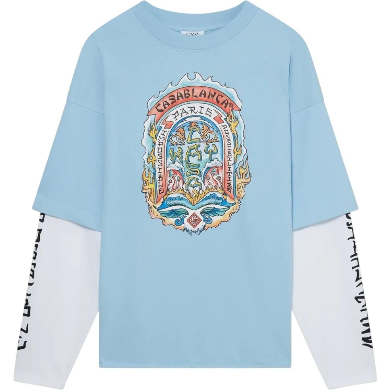 Casablanca Casa Way Skate Double Layer T‑Shirt Light Blue