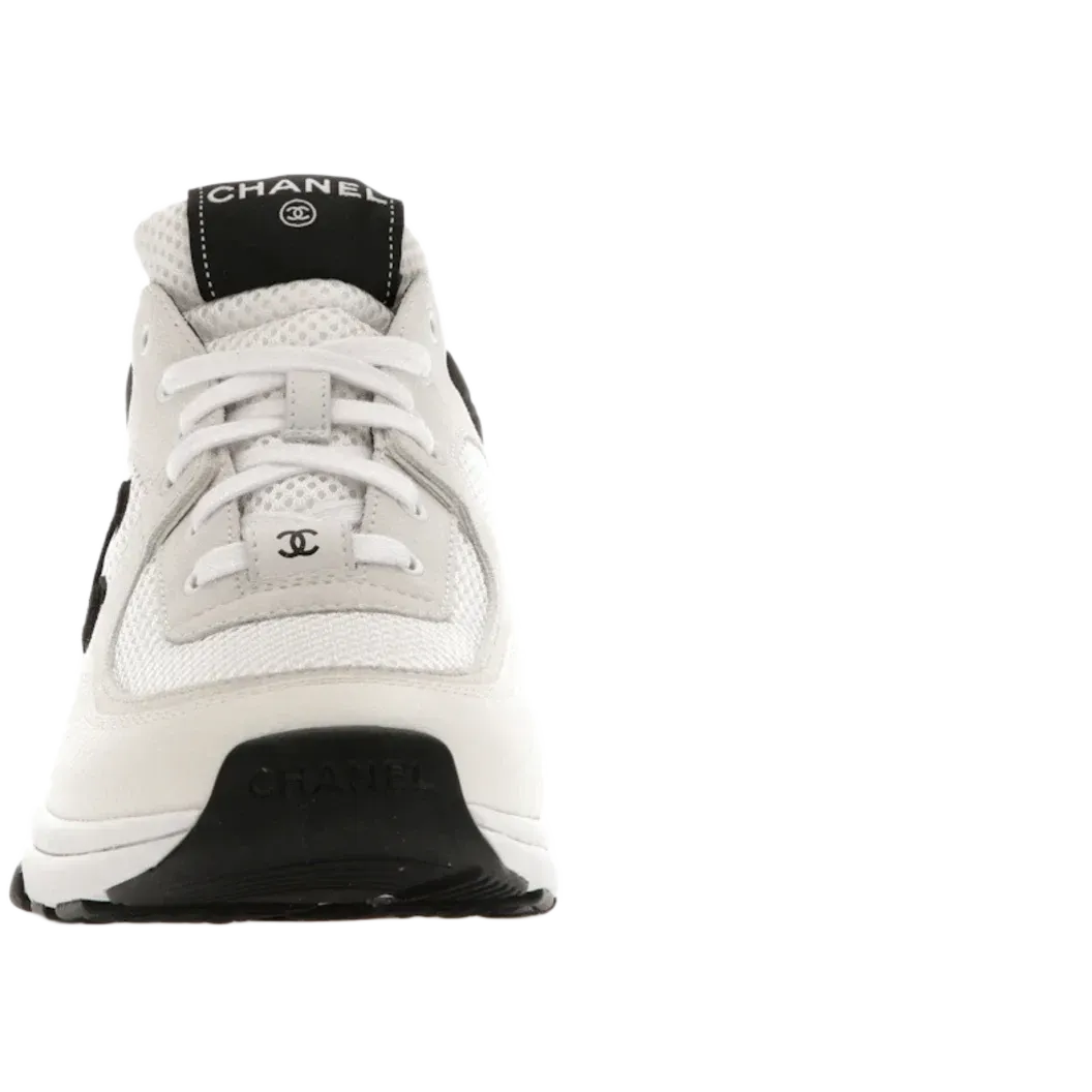 Chanel Low Top Trainer Suede White Black