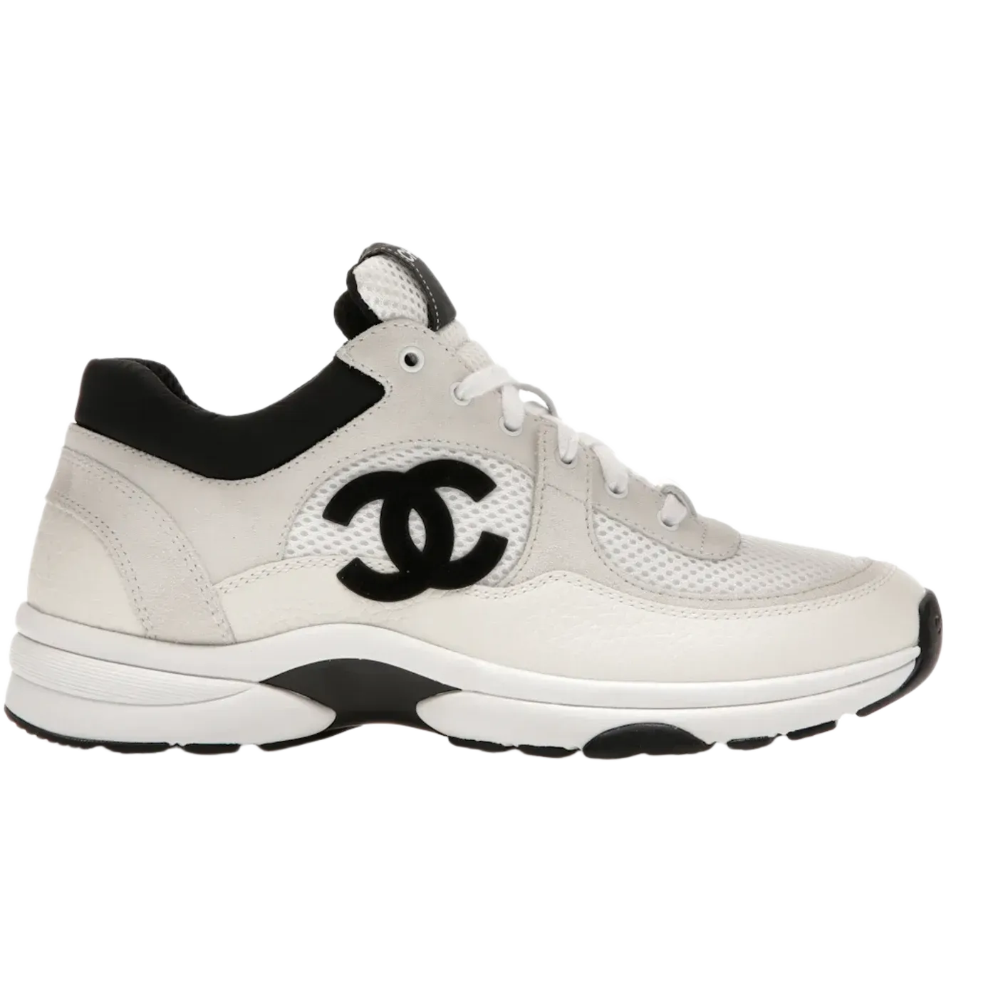 Chanel Low Top Trainer Suede White Black