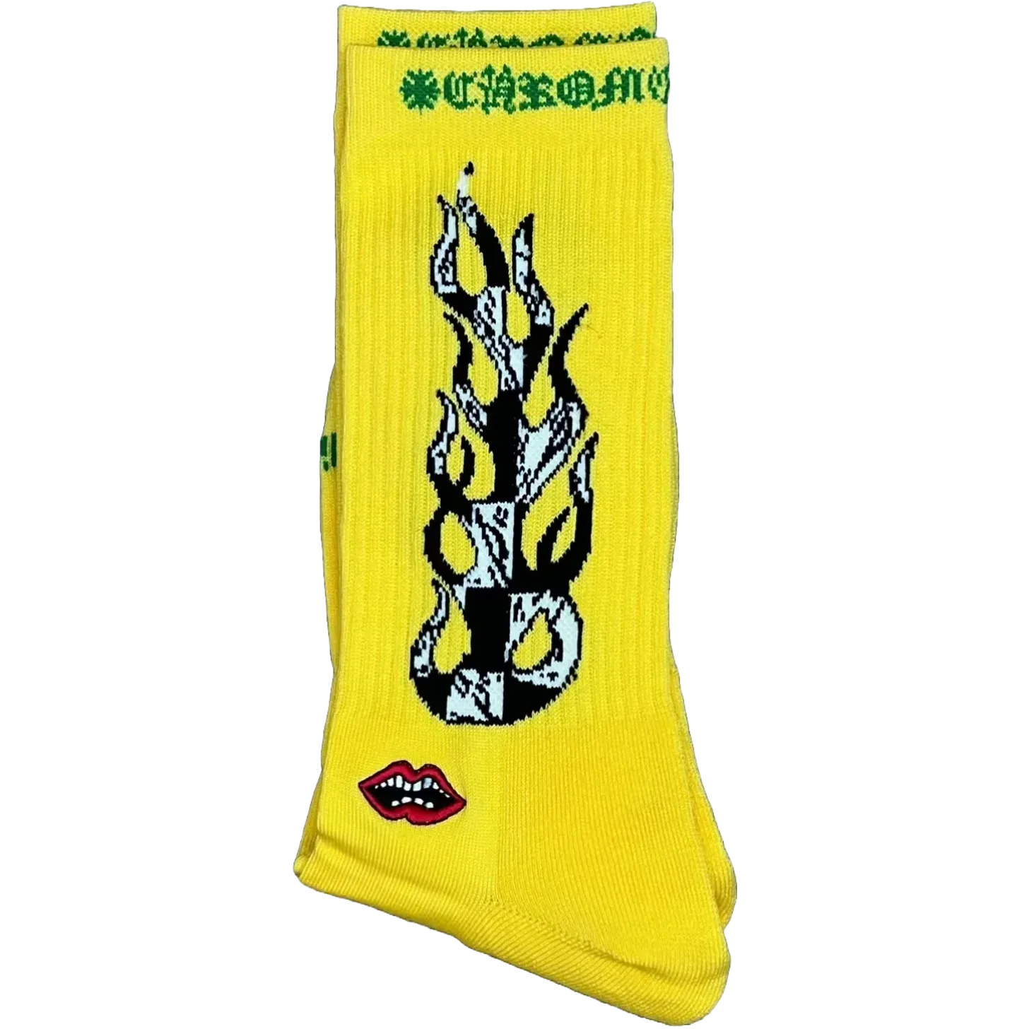 Chrome Heart X Matty Boy Flame Socks Yellow