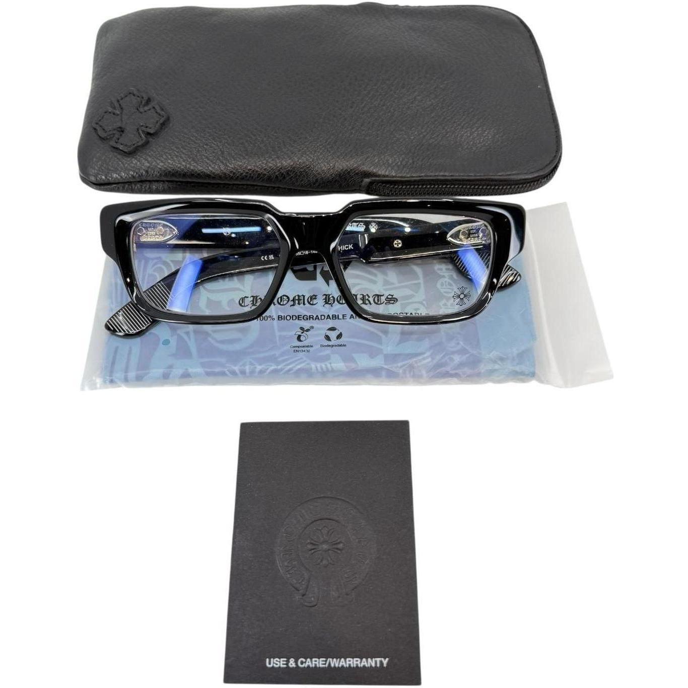 Chrome Hearts 2 Thick Diamond Glasses Black