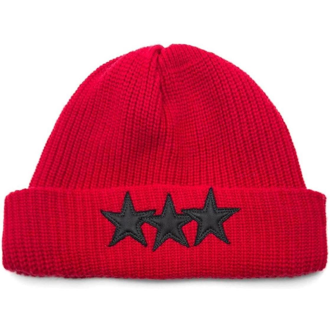 Chrome Hearts 3 Star Patch Beanie Red