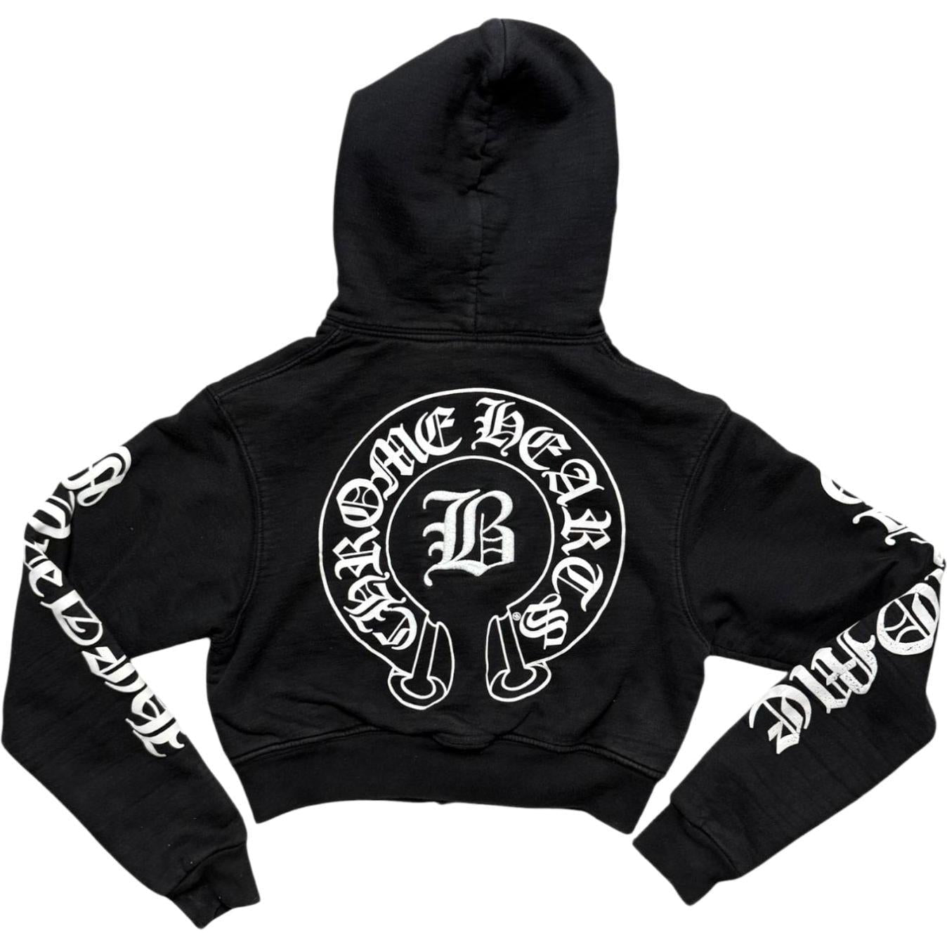 Chrome Hearts Bella Hadid Horseshoe Logo Cropped Hoodie Black/White
