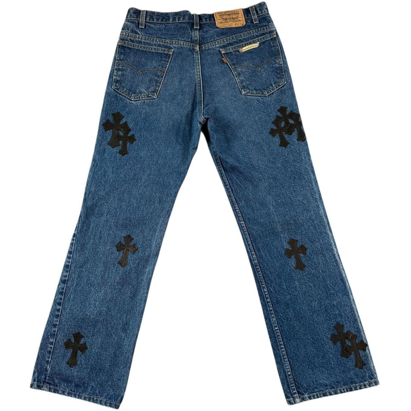 Chrome Hearts Black Cross Patch Blue Levi’s Orange Label Jeans