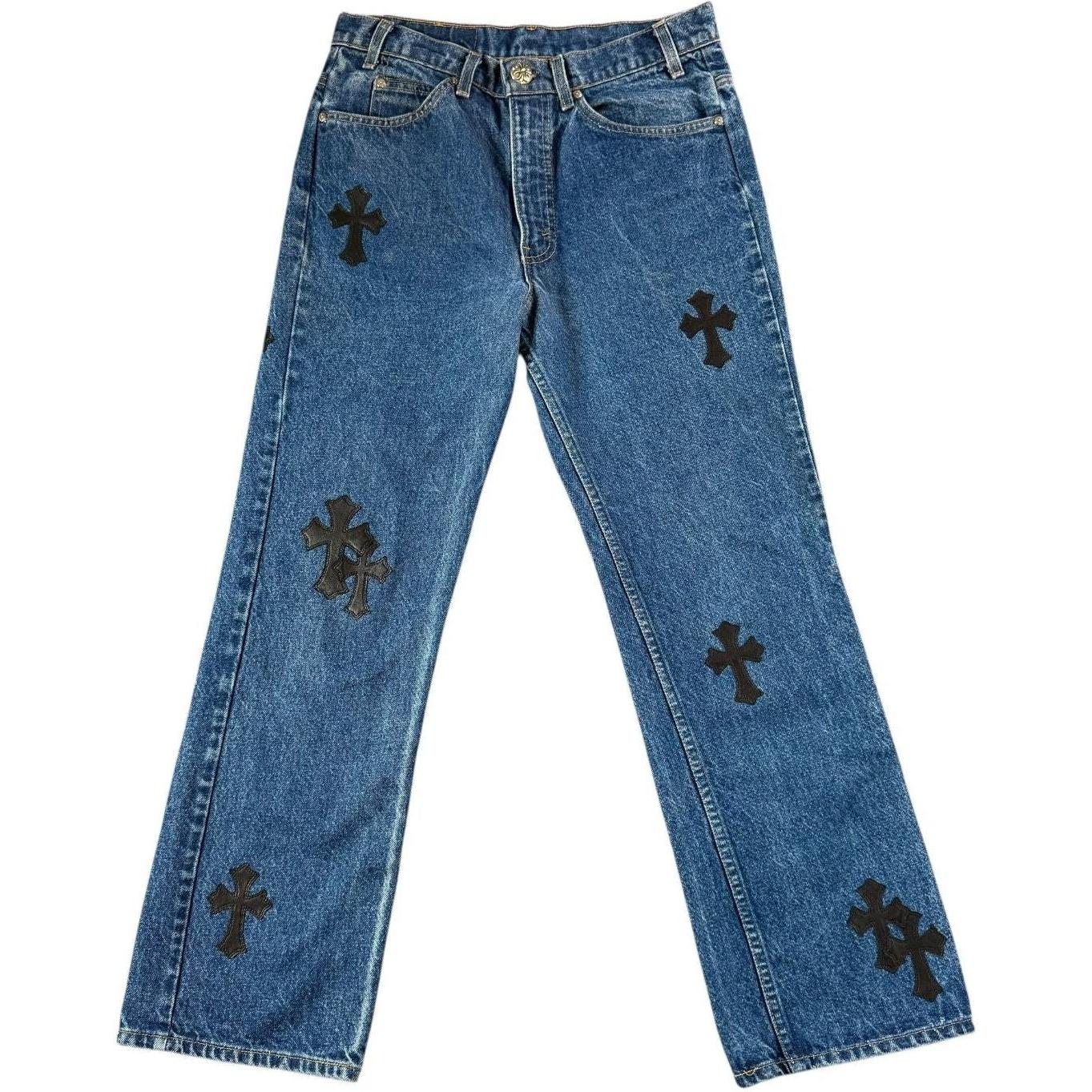 Chrome Hearts Black Cross Patch Blue Levi’s Orange Label Jeans