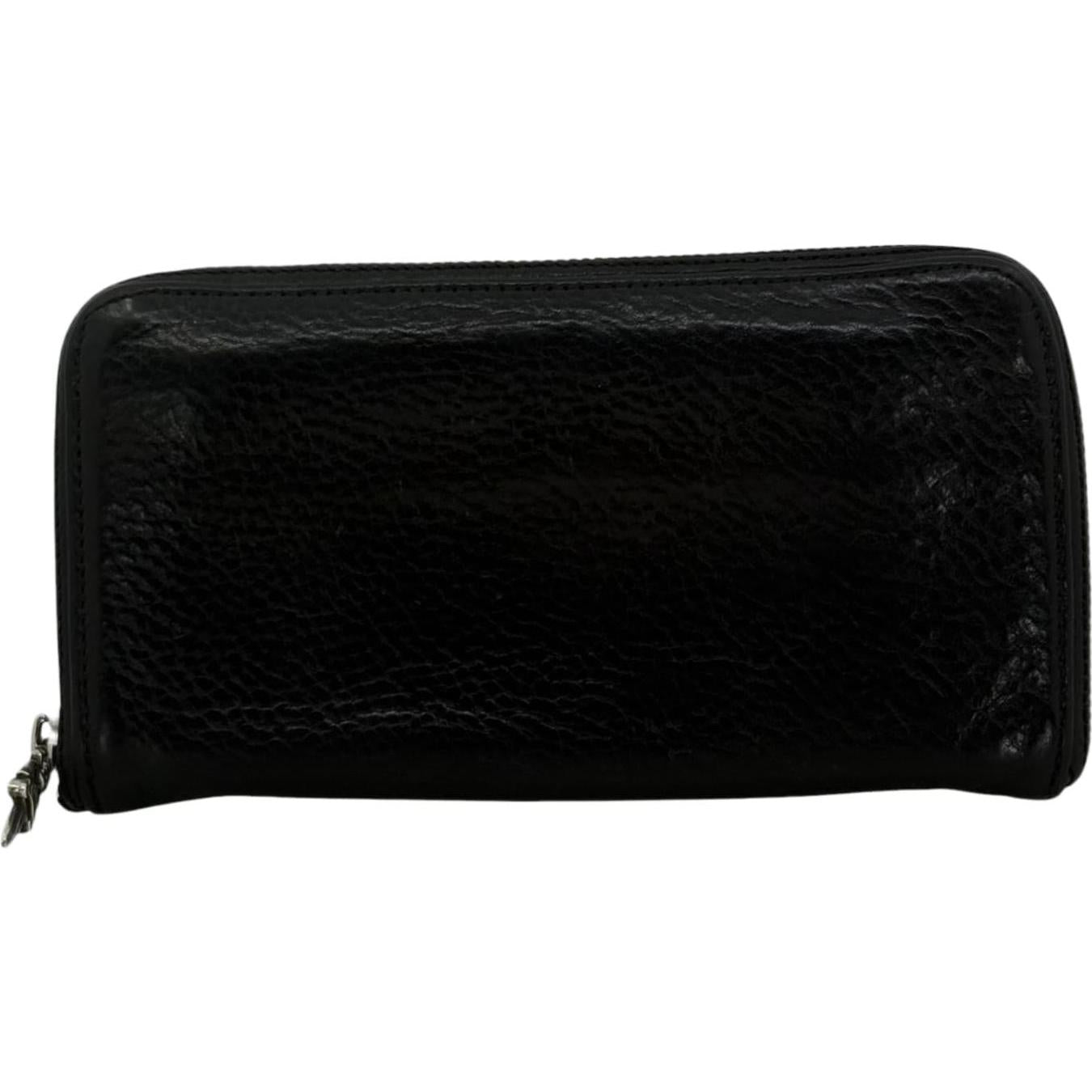 Chrome Hearts Black Triple Cross Leather Zip Wallet