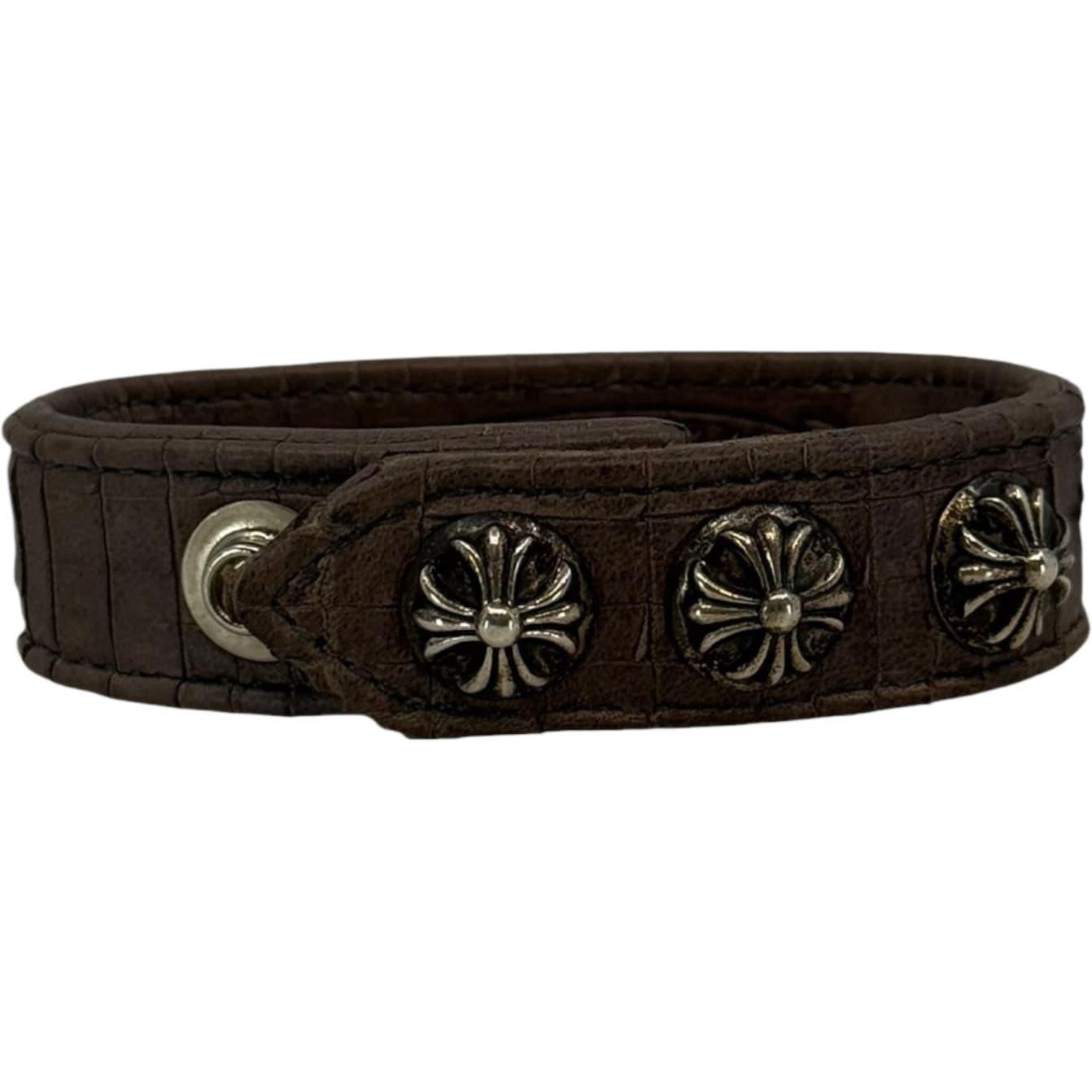 Chrome Hearts Brown Leather Snap Bracelet