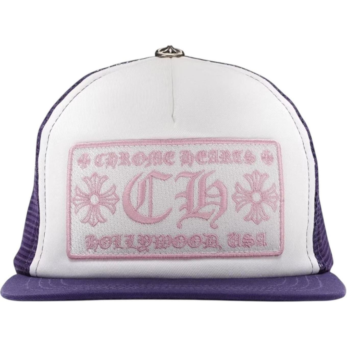 Chrome Hearts CH Hollywood Trucker Hat Purple/White/Pink