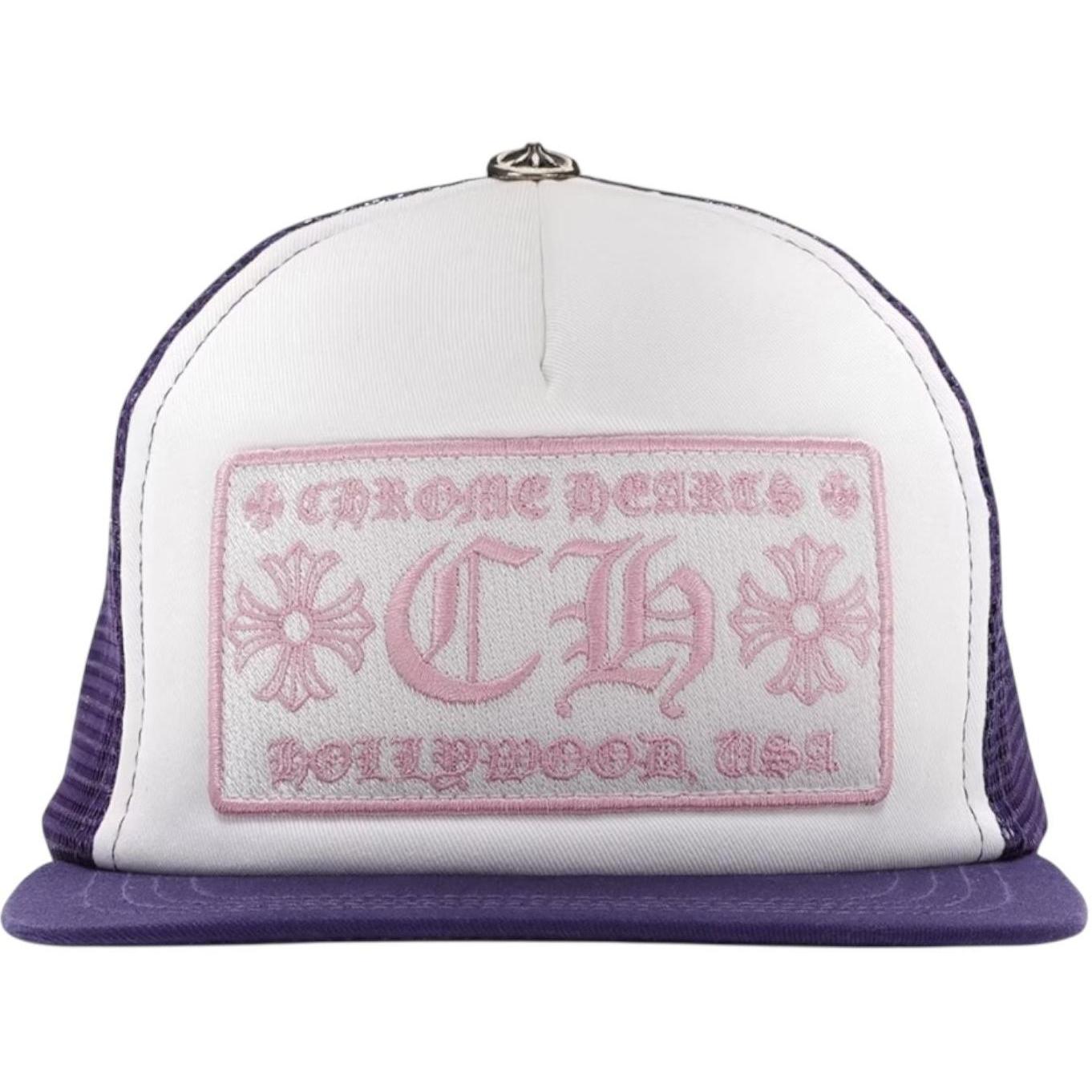 Chrome Hearts CH Hollywood Trucker Hat Purple/White/Pink