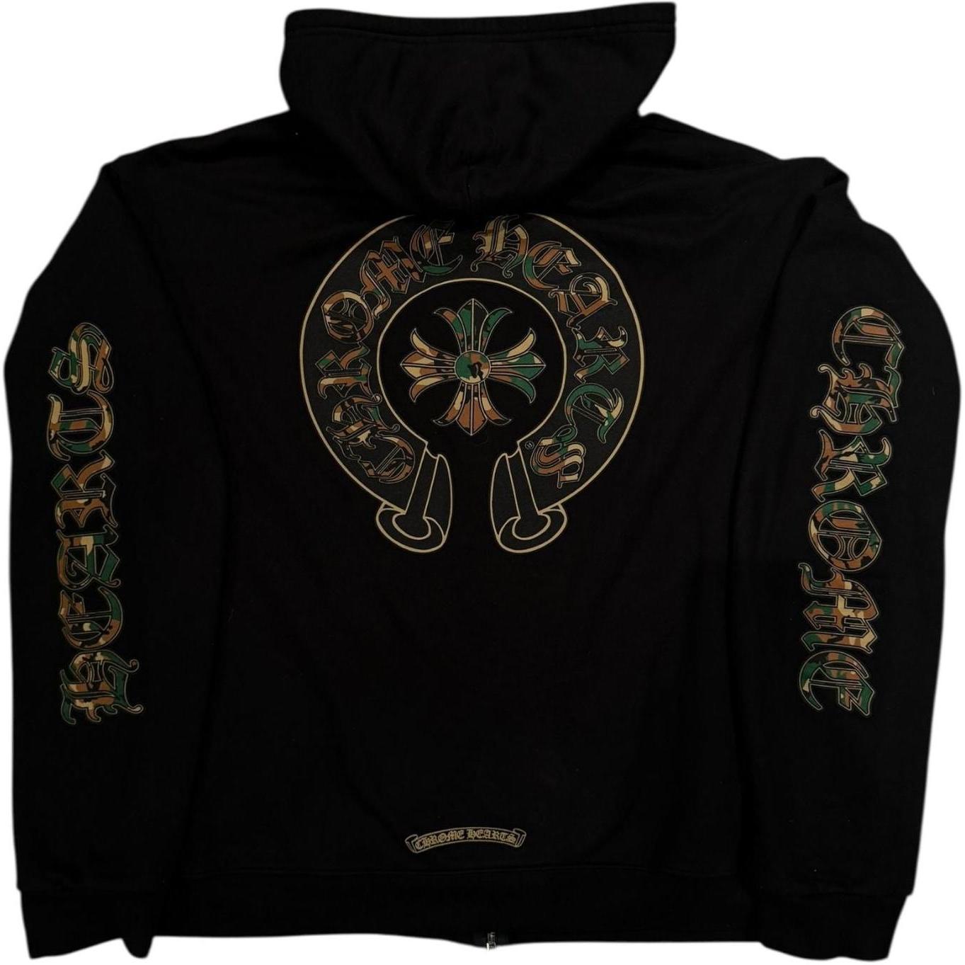 Chrome Hearts Camo Triple Cross Horseshoe Zip Hoodie - Like New