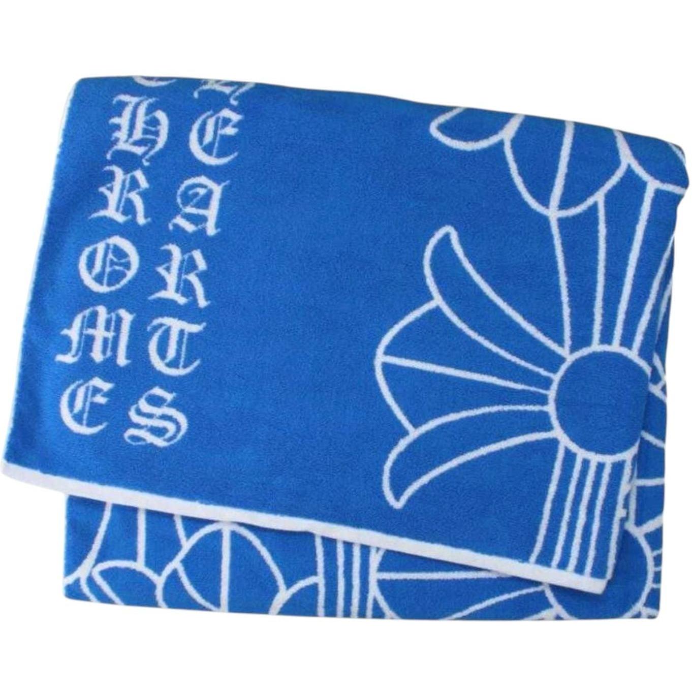 Chrome Hearts Cemetery Cross Beach Towel Blue/White