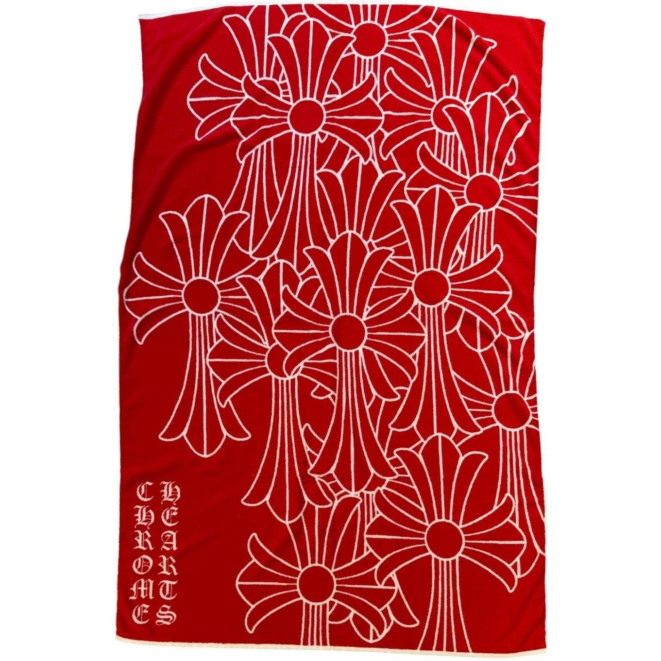 Chrome Hearts Cemetery Cross Beach Towel Red/White