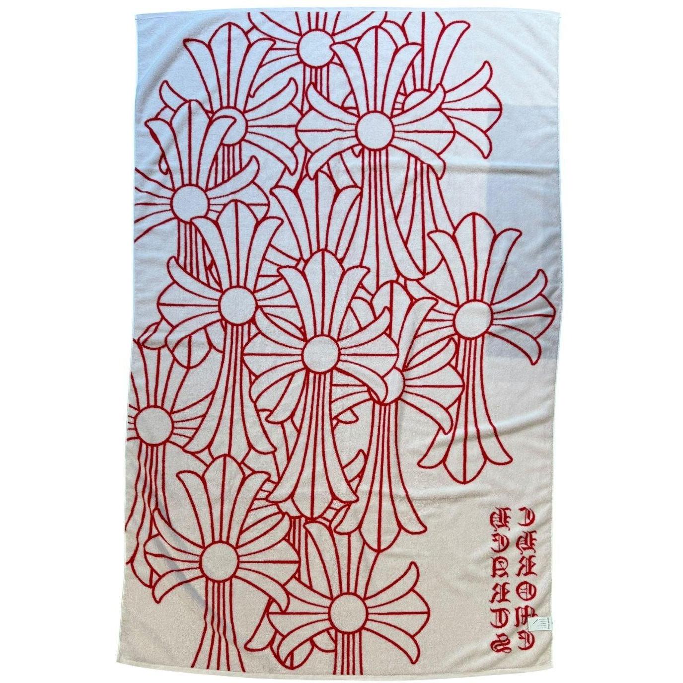 Chrome Hearts Cemetery Cross Beach Towel Red/White