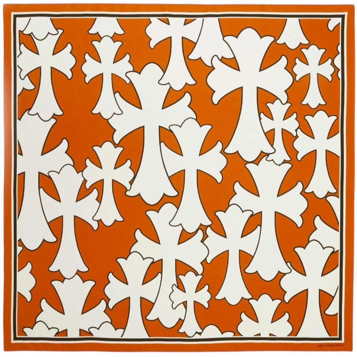 Chrome Hearts Cemetery Cross Silk Scarf Orange