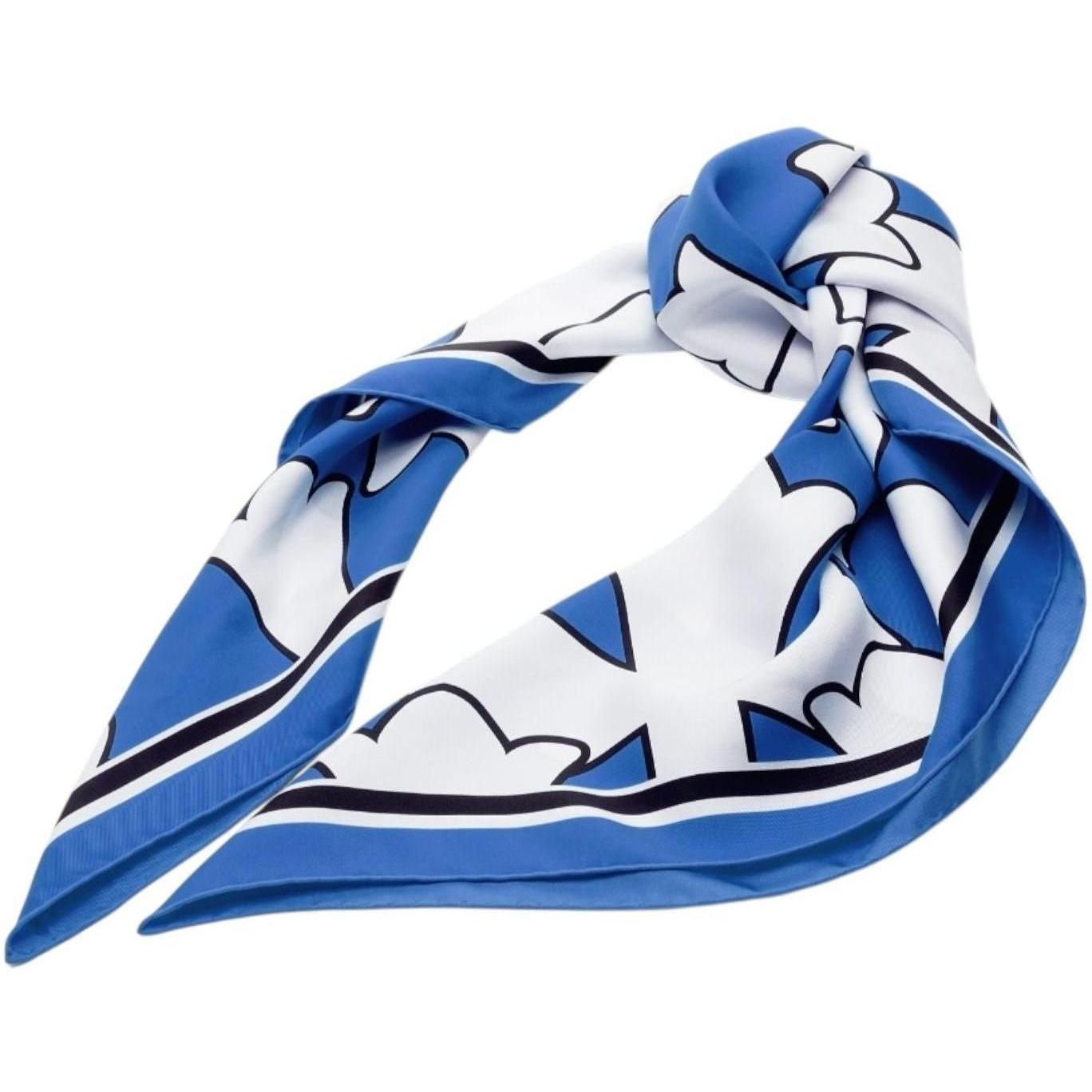 Chrome Hearts Cemetery Cross Silk Scarf White/Blue
