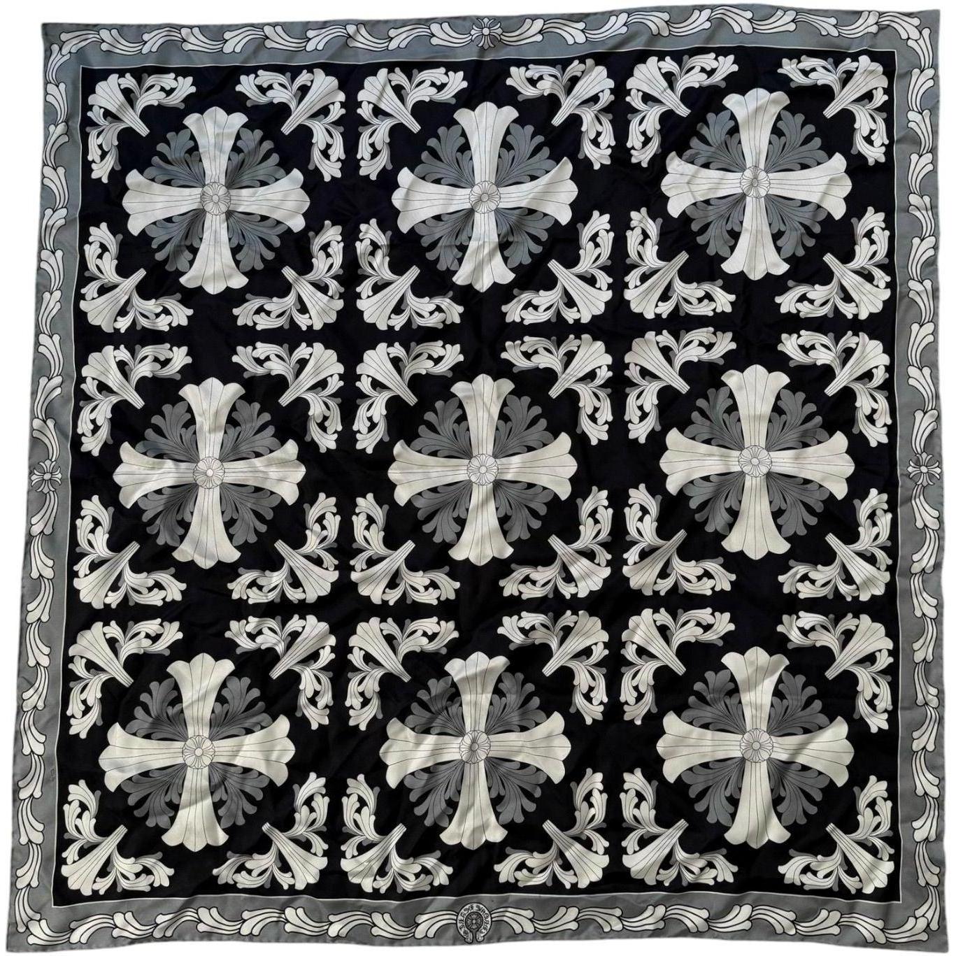 Chrome Hearts Cross Ceiling Silk Scarf Black/Grey/White - Like New