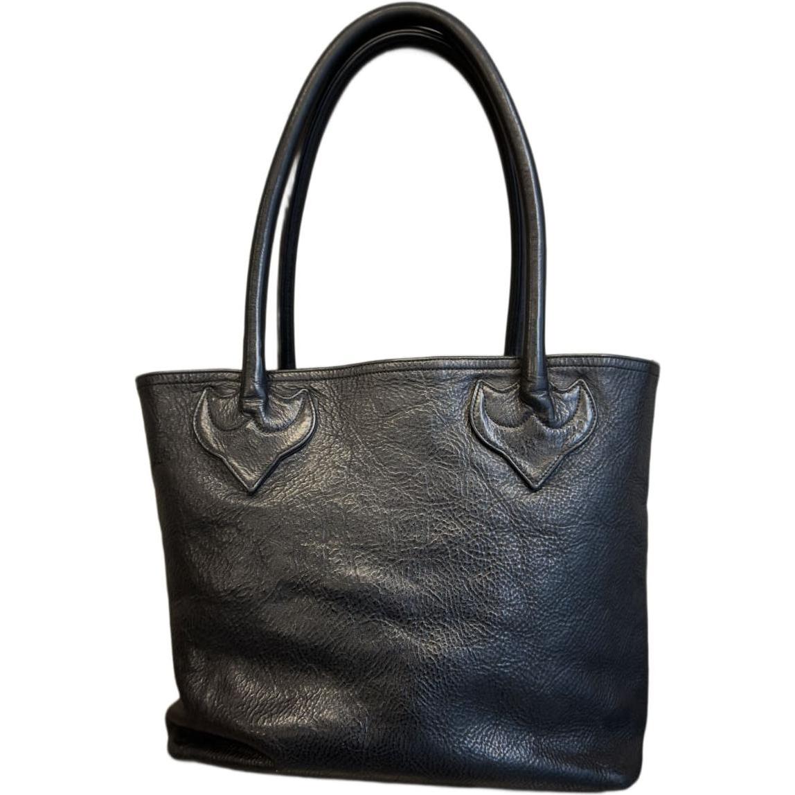 Chrome Hearts Cross Patch Black Leather Tote Bag