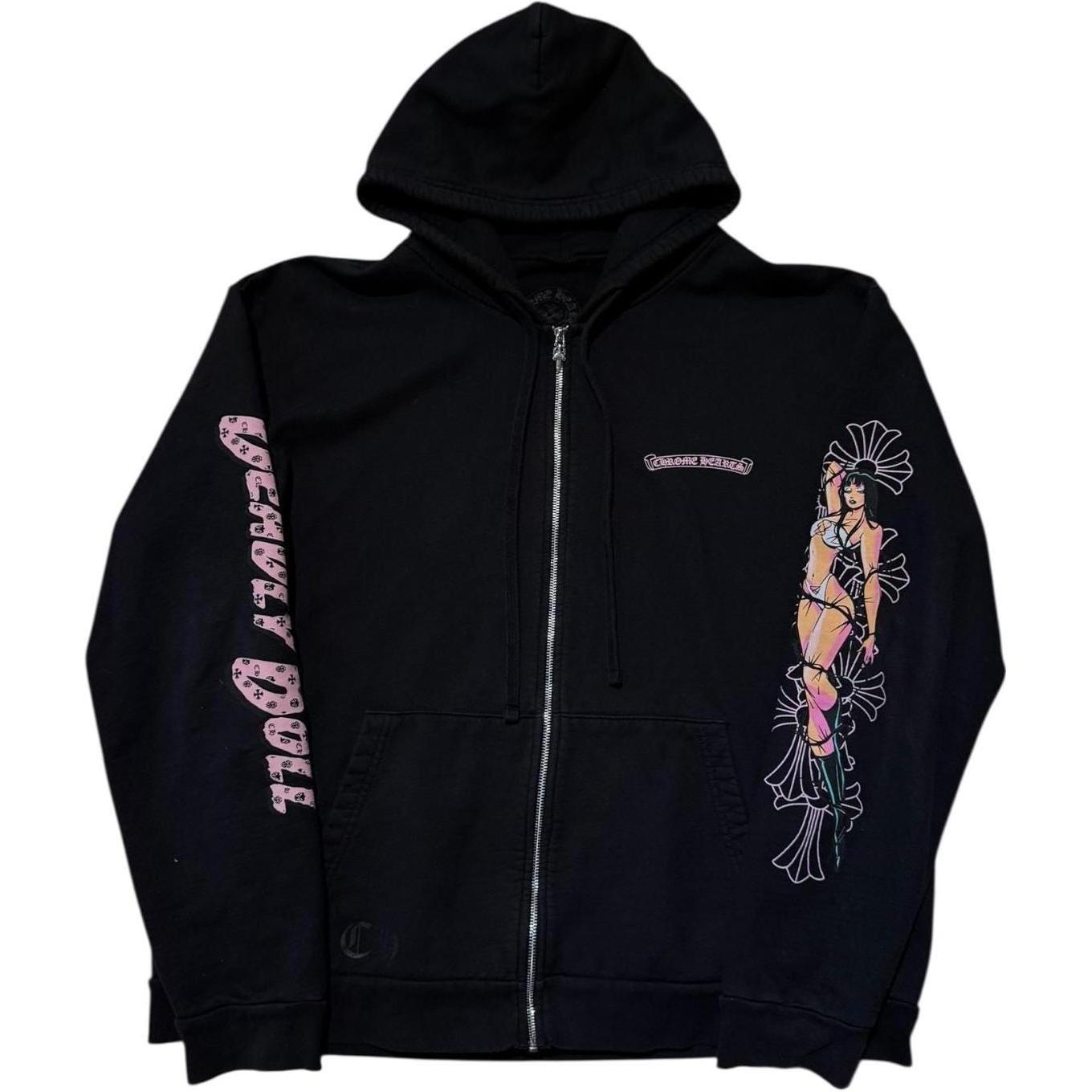 Chrome Hearts Deadly Doll Pink Cross Scroll Zip Up Hoodie - Lightly Used