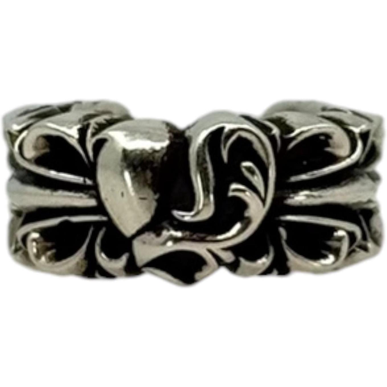 Chrome Hearts Double Floral Cross Heart Ring