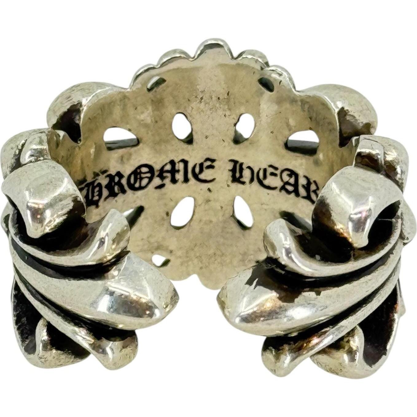 Chrome Hearts Double Floral Silver Ring - Size 10