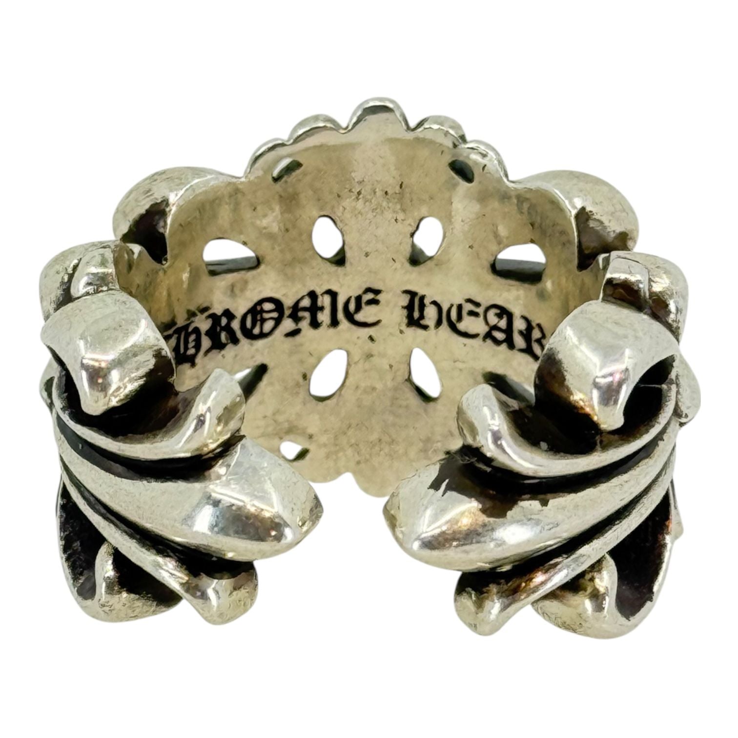 Chrome Hearts Double Floral Silver Ring - Size 10