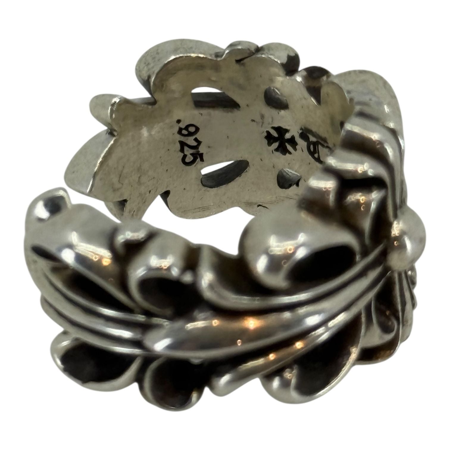 Chrome Hearts Double Floral Silver Ring - Size 10