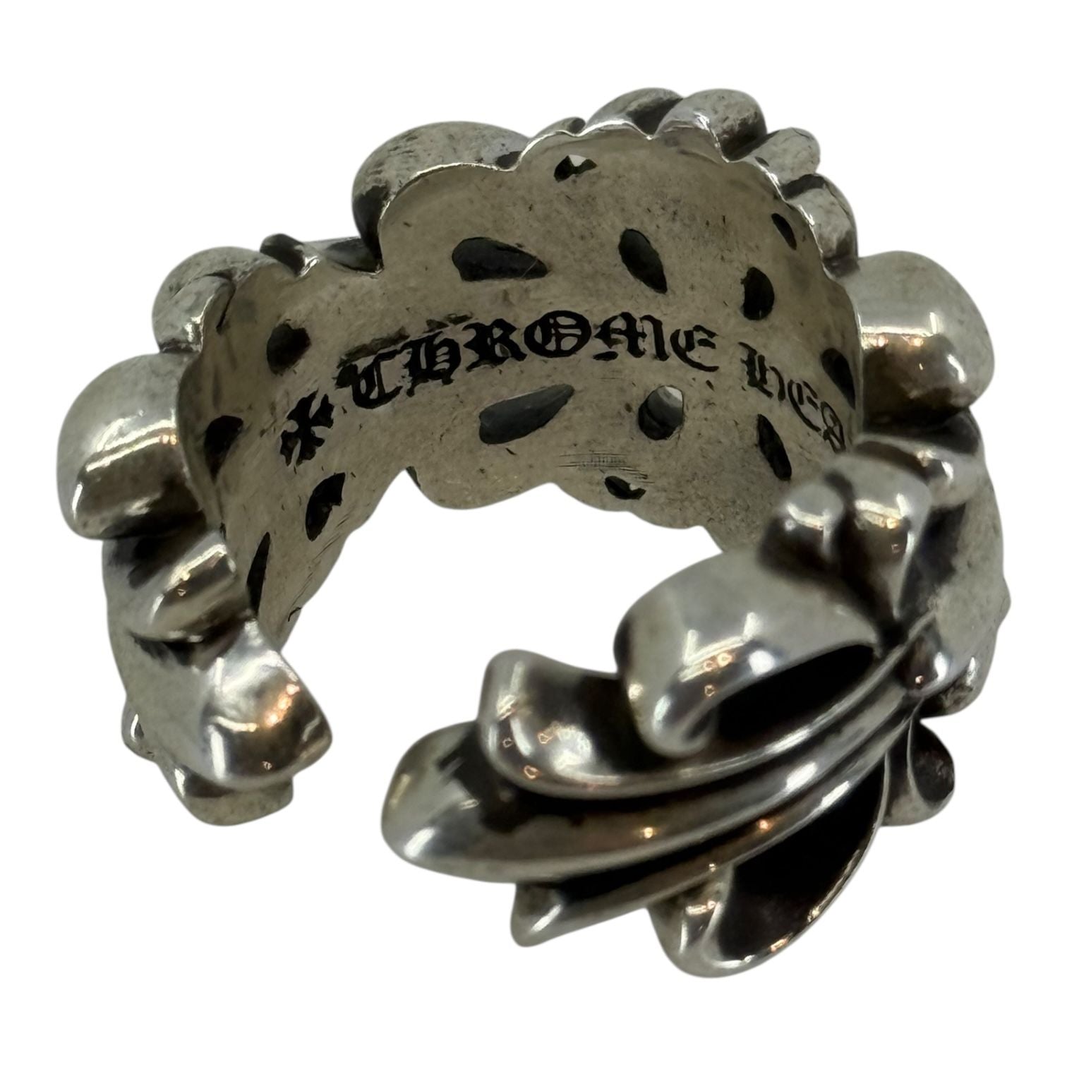 Chrome Hearts Double Floral Silver Ring - Size 10