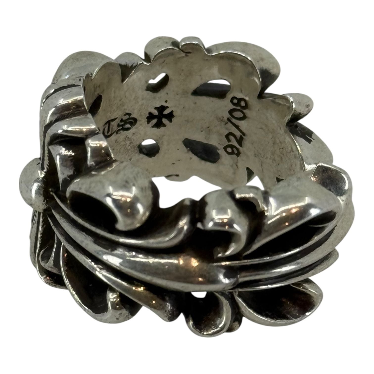 Chrome Hearts Double Floral Silver Ring - Size 10