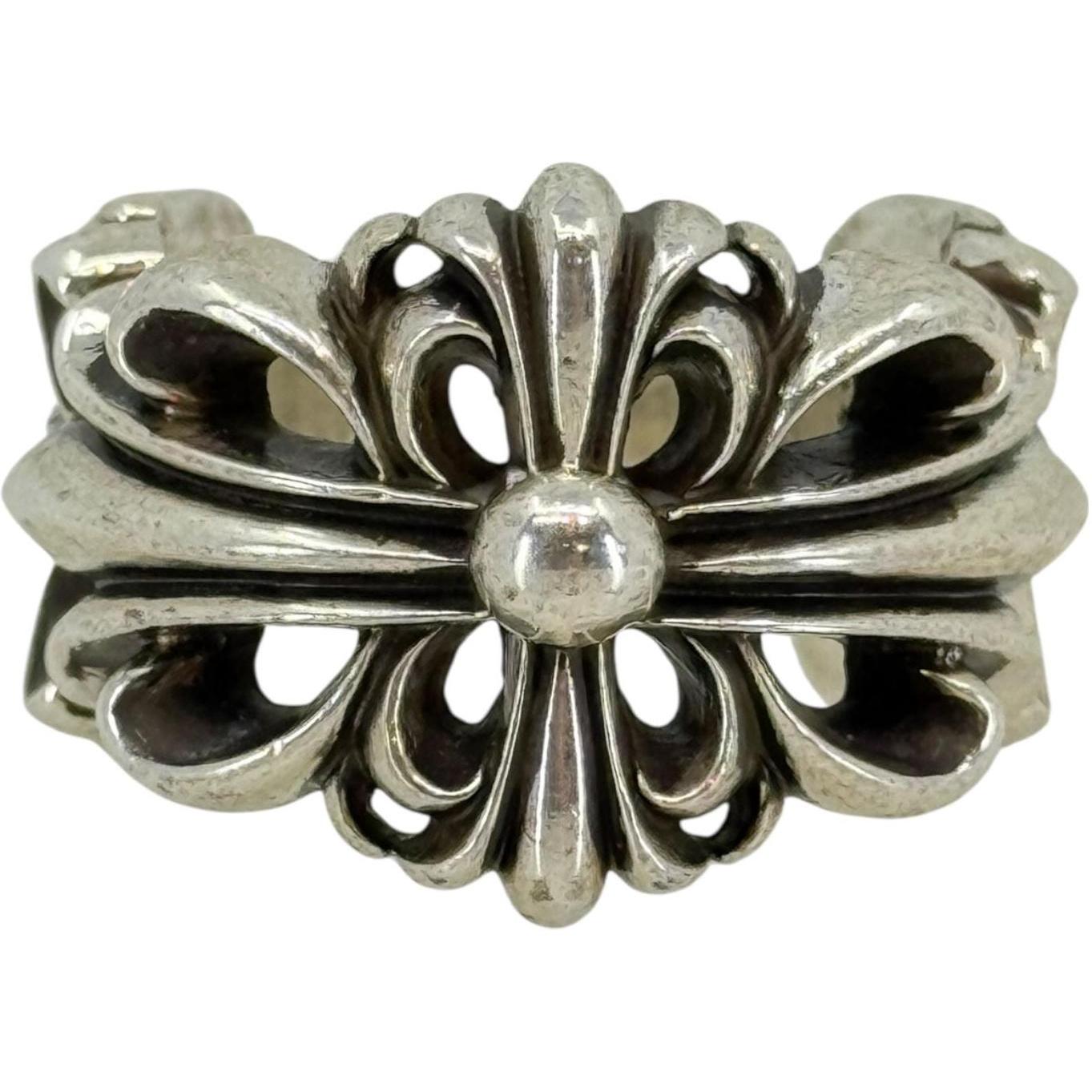Chrome Hearts Double Floral Silver Ring - Size 10