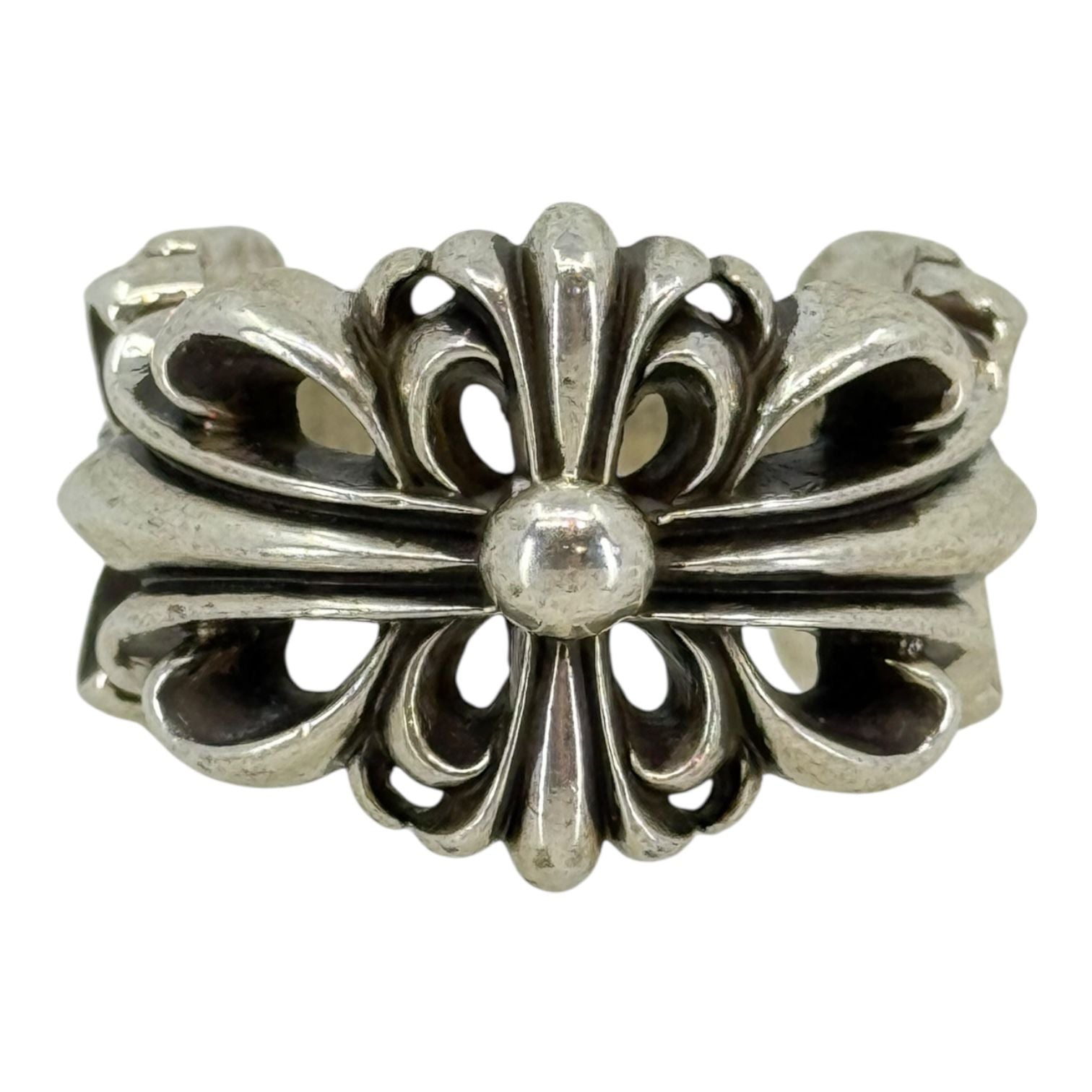 Chrome Hearts Double Floral Silver Ring - Size 10