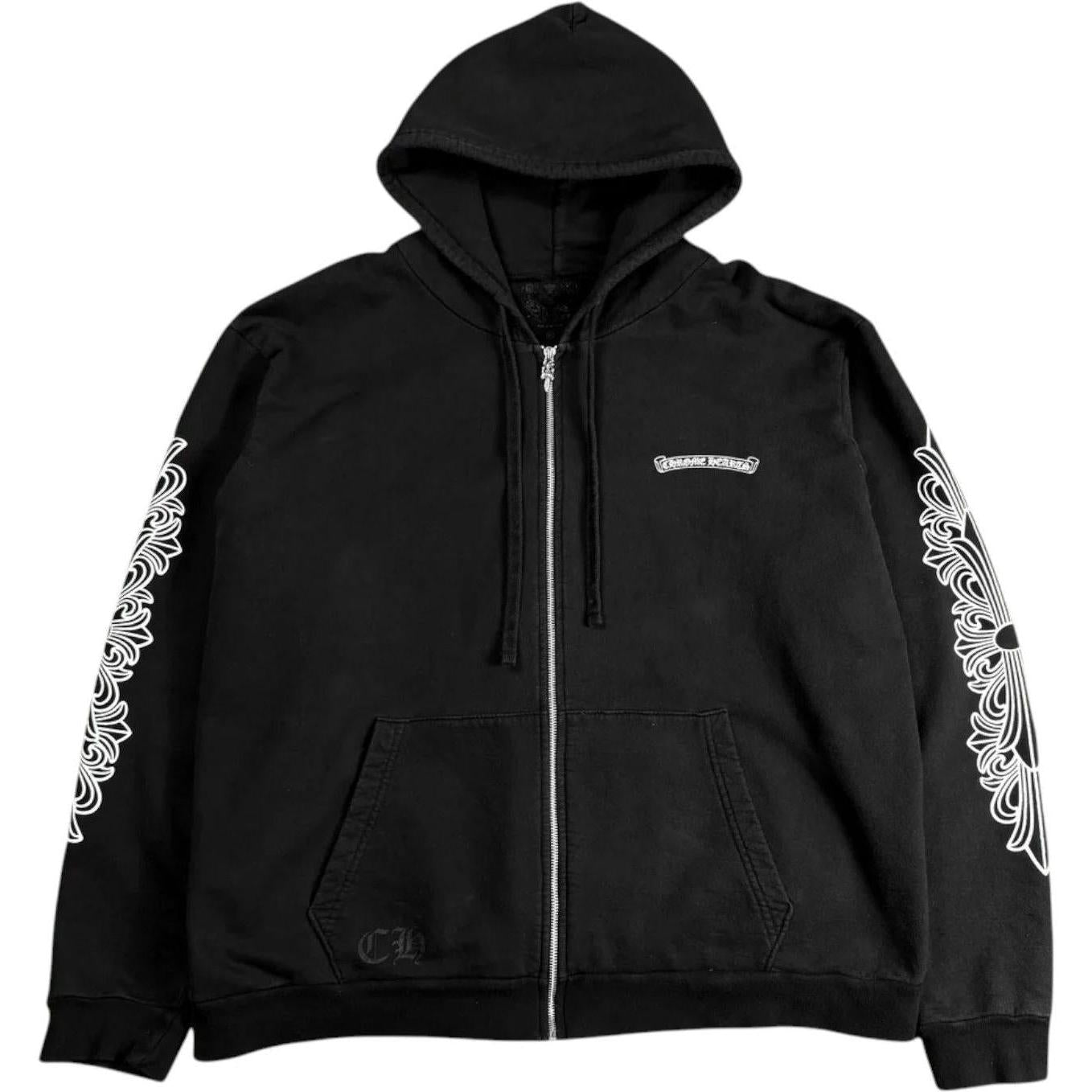 Chrome Hearts Eye Chart Dagger Zip-Up Hoodie Black - Gently Used