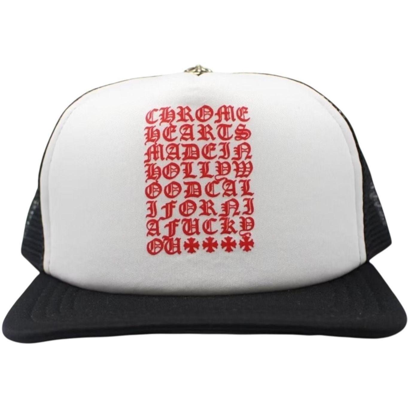Chrome Hearts Eyechart Trucker Hat Black/White/Red