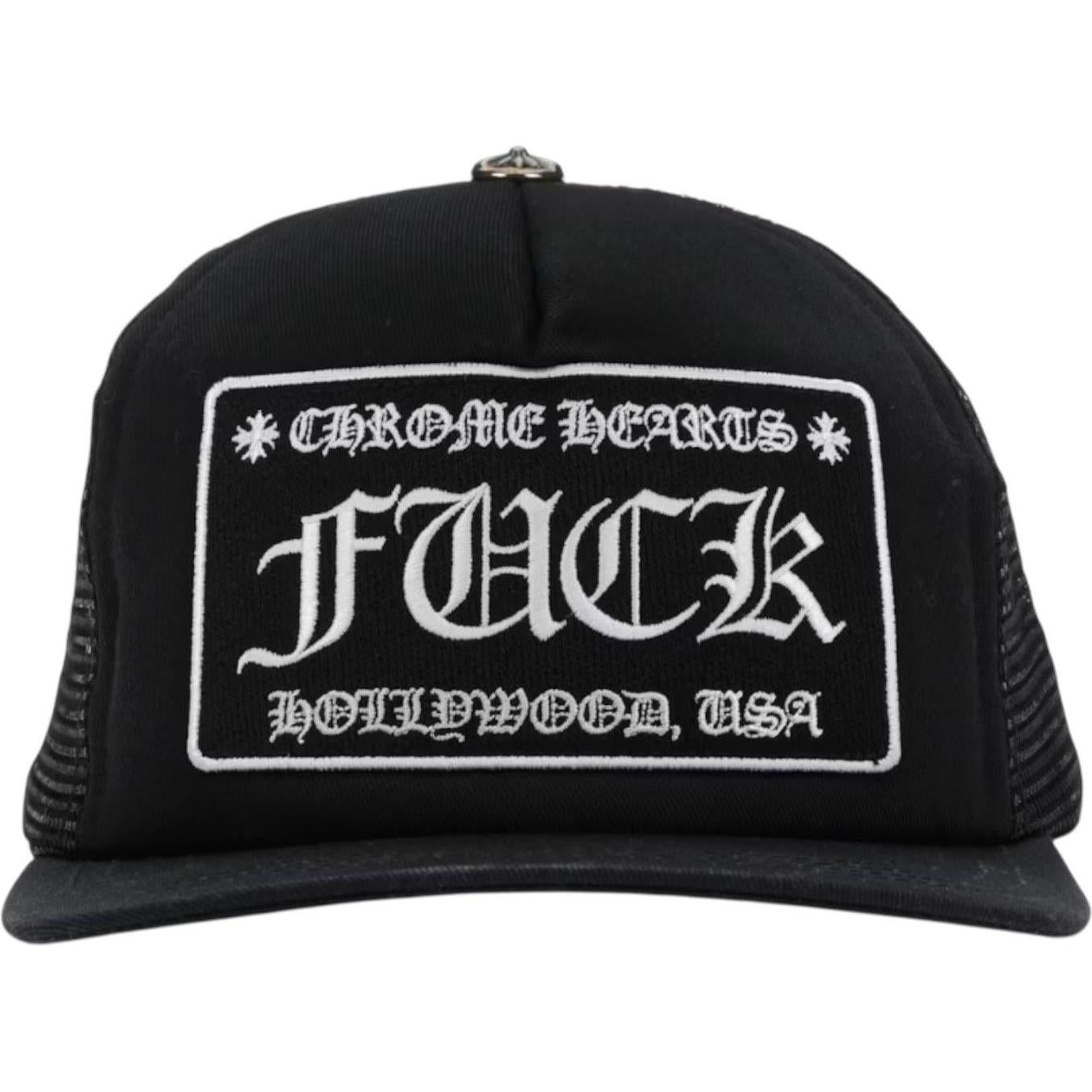 Chrome Hearts FUCK Hollywood Trucker Hat Black/Black