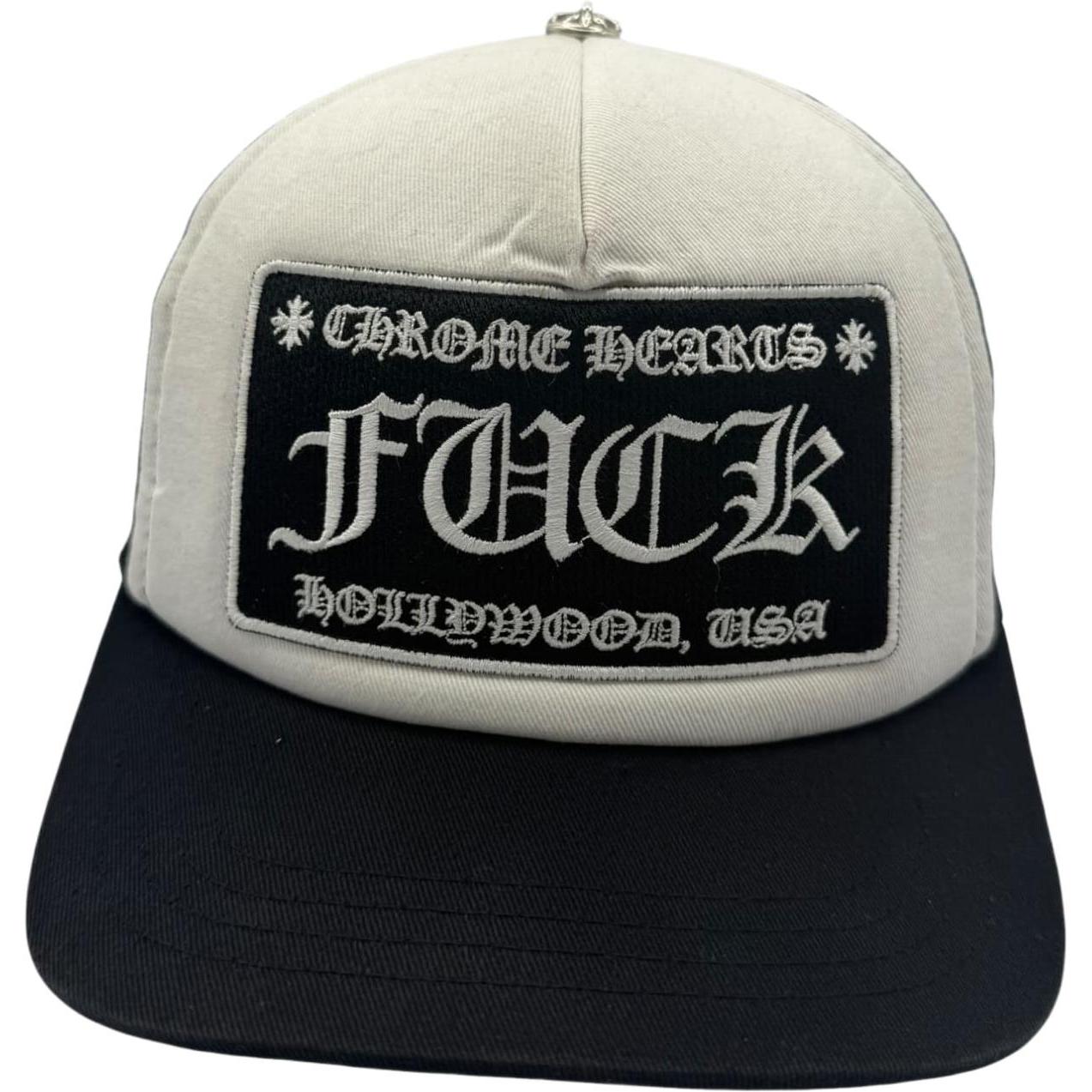 Chrome Hearts FUCK Hollywood Trucker Hat Black/White