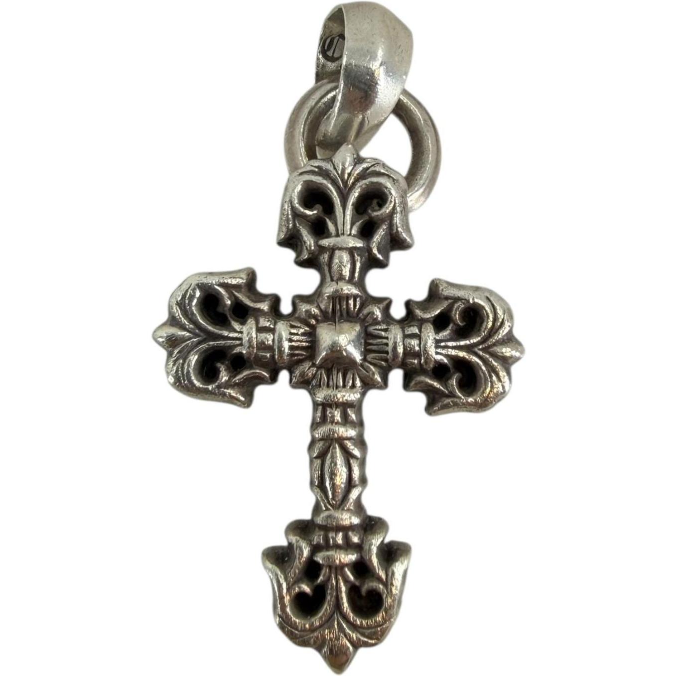 Chrome Hearts Filigree Silver Cross Pendant with Bale