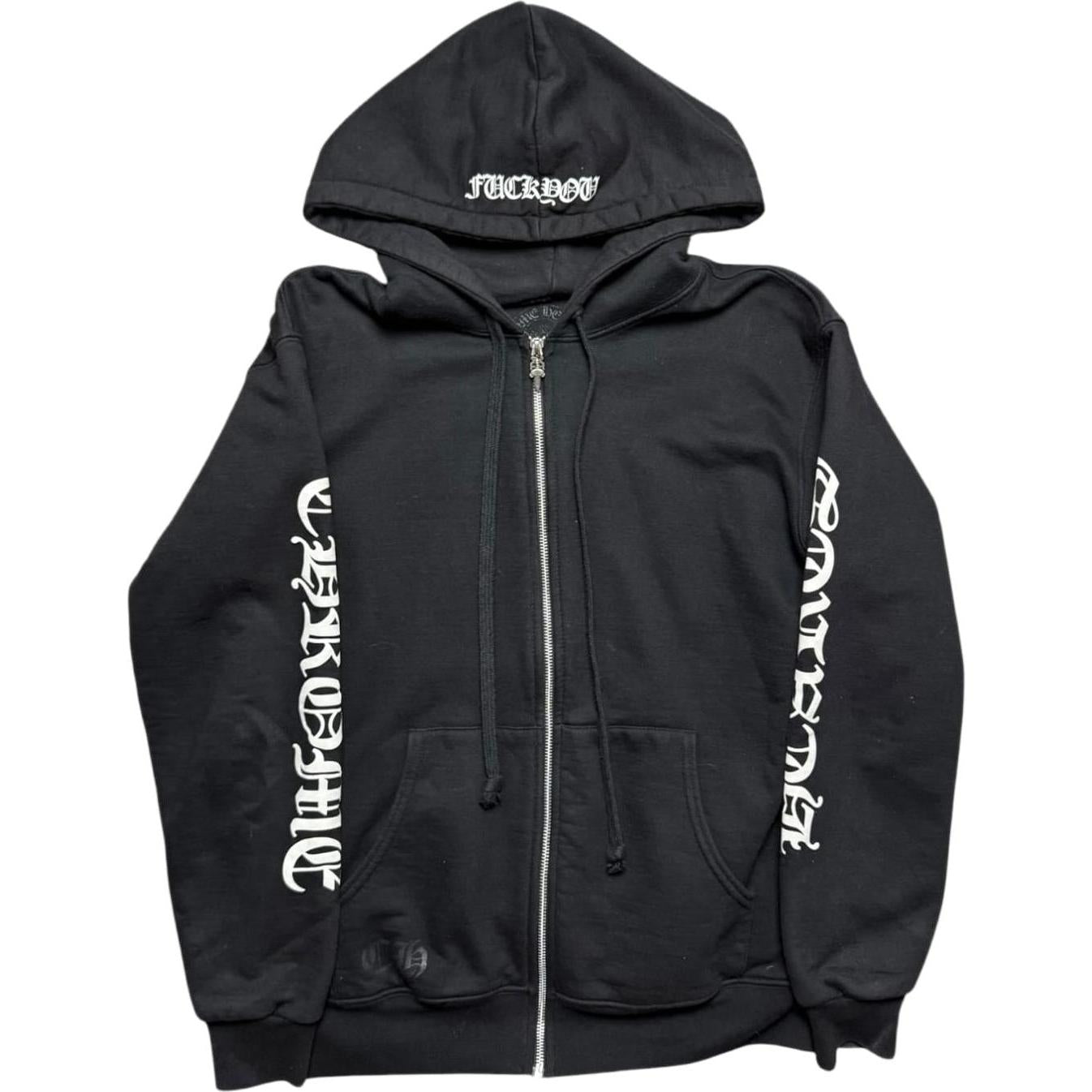 Chrome Hearts Fuck You Horseshoe Thermal Zip Up Hoodie Black