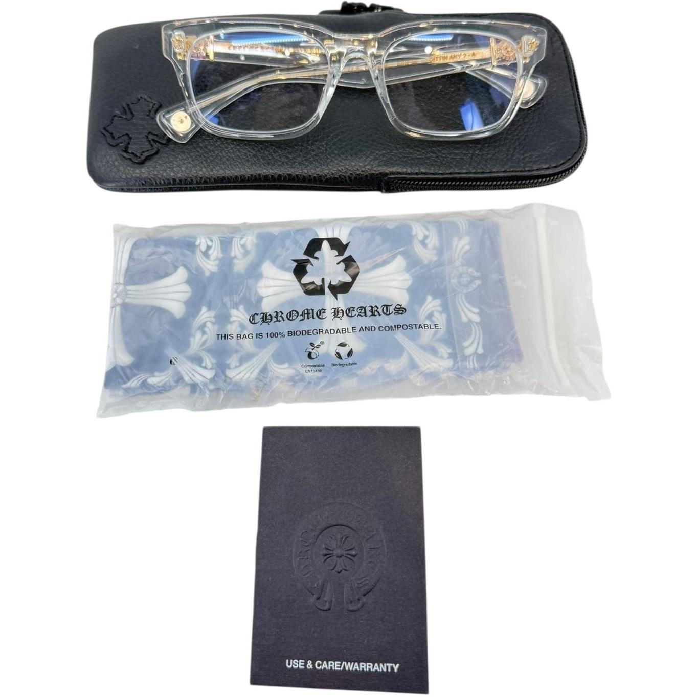 Chrome Hearts Gittin Any? Crystal/18k Gold Plated Glasses