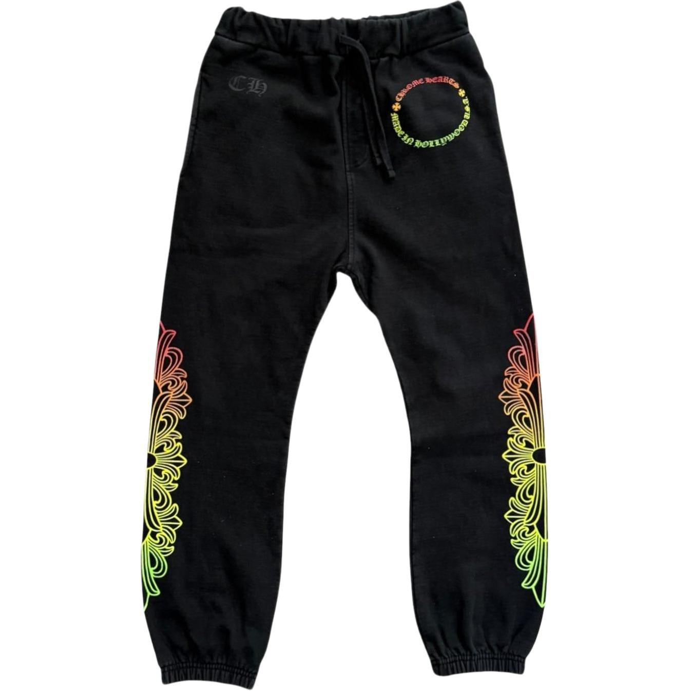 Chrome Hearts Gradient Floral Cross Sweatpants Black