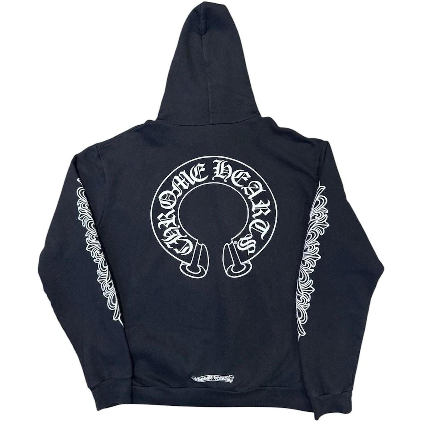 Chrome Hearts Horse Shoe Floral Hoodie Black - Like New